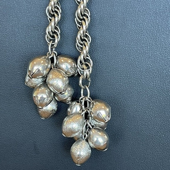 Vintage Chunky Rope Lariat Bolo Silver Tone Necklace Tassel Beads 28" Length - Picture 6 of 7